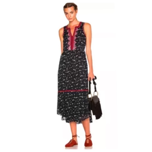 ULLA JOHNSON Leena Silk Embroidered Floral
Printed Midi Boho Dress, Black Size 4 - Picture 12 of 12